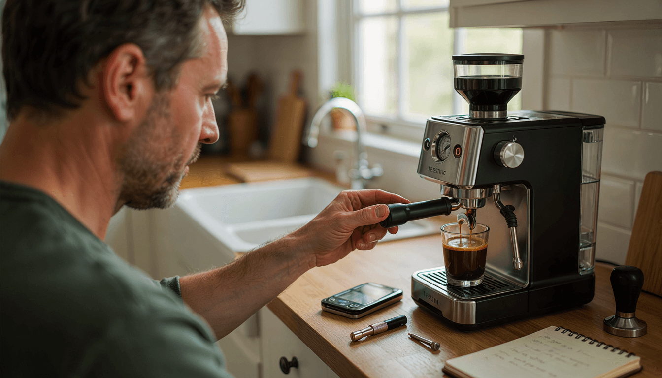 EspressoRadar founder Jack with espresso machines