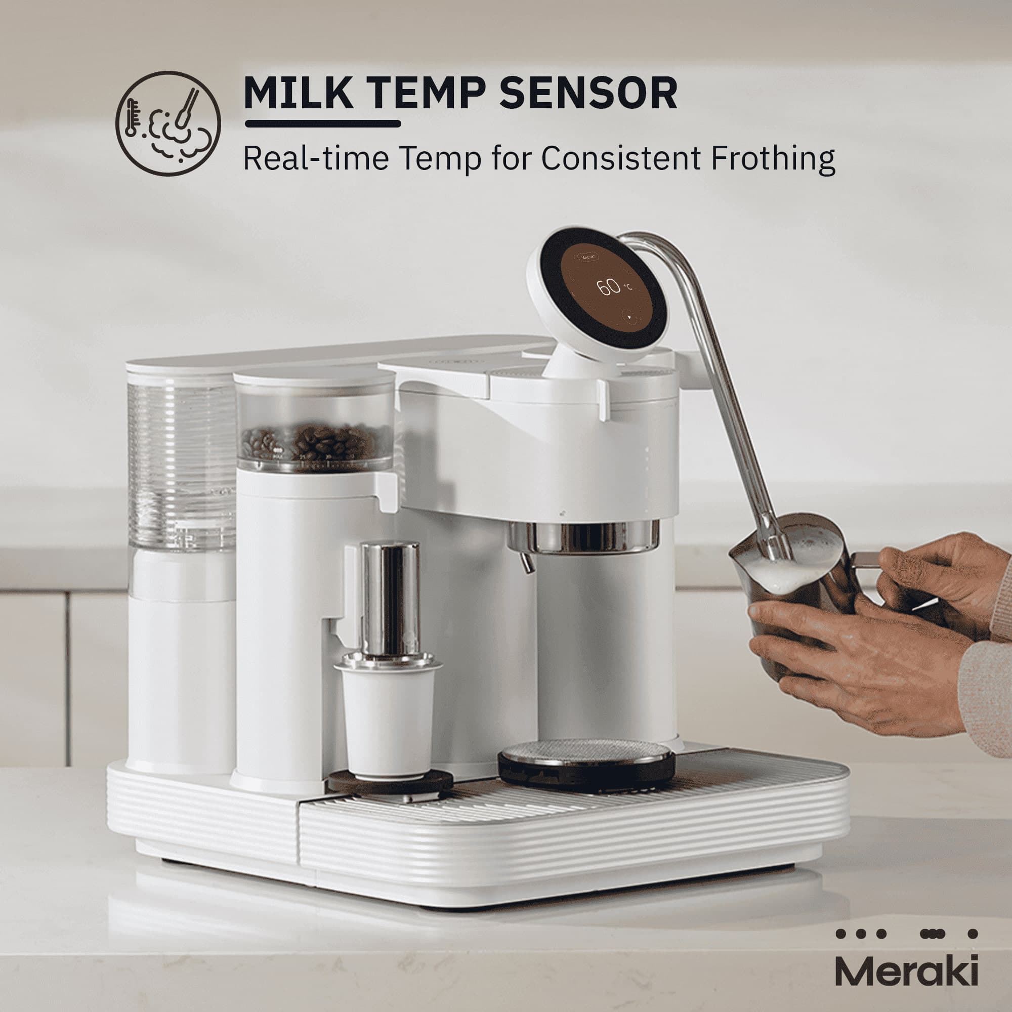 Meraki espresso machine in white product photo